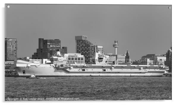 Carrier R08 Queen Elizabeth II on Liverpool visit Acrylic by Rob Lester