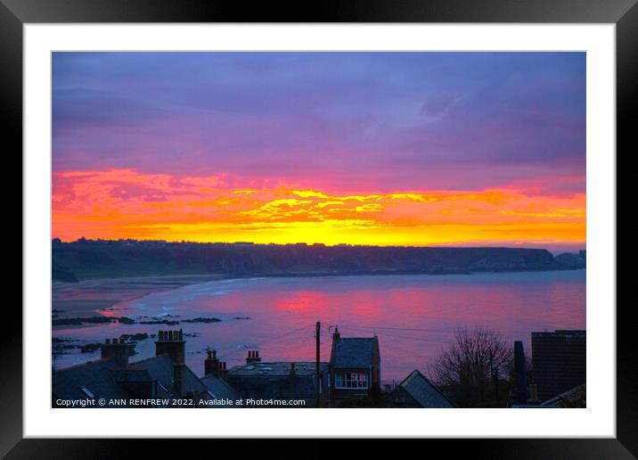 Sunset over Cullen Bay Framed Mounted Print by ANN RENFREW