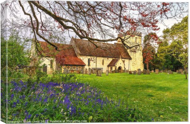Hampstead Norreys Church and Bluebells Canvas Print by Ian Lewis
