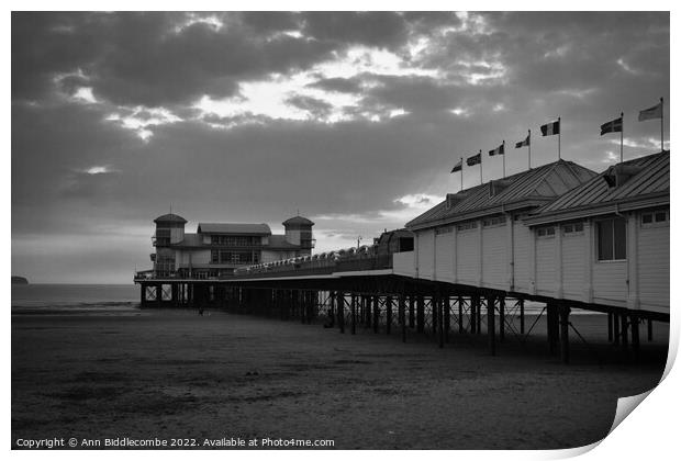 Weston-Super-Mare pier in black and white Print by Ann Biddlecombe