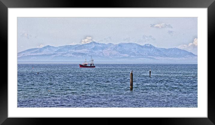 Irvine beach view of Arran Framed Mounted Print by Allan Durward Photography