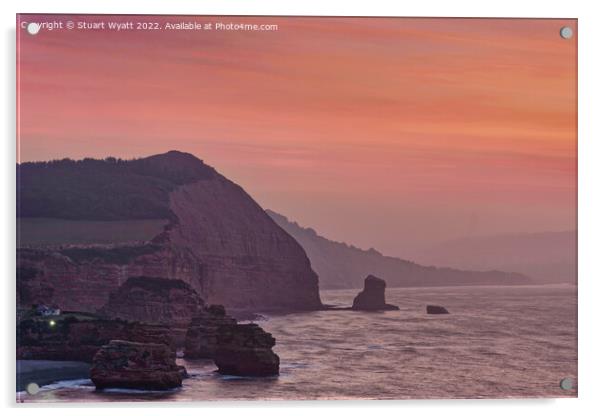 Ladram Bay: Red Devonian Sandstone Cliffs Acrylic by Stuart Wyatt