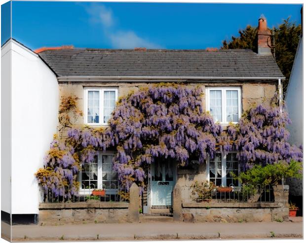 Wisteria Cottage Canvas Print by Kevin Britland