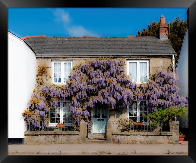 Wisteria Cottage Framed Print by Kevin Britland