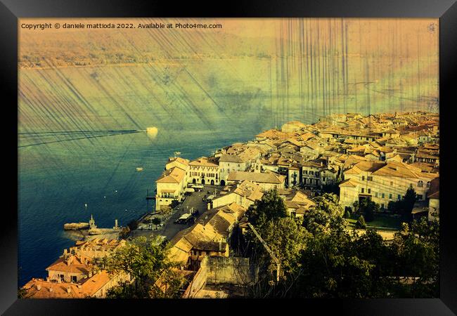 EFFECT GRUNGE on panoramic view of the city of Aro Framed Print by daniele mattioda