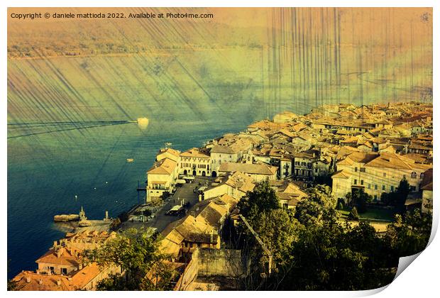 EFFECT GRUNGE on panoramic view of the city of Aro Print by daniele mattioda