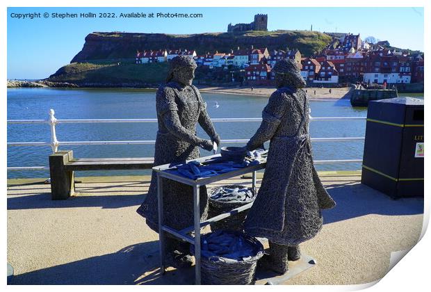 Majestic Tribute to Whitby Fishermen Print by Stephen Hollin
