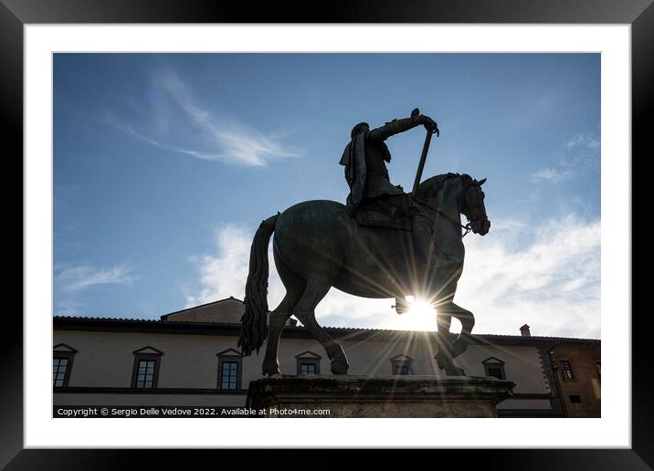 Equestrian Monument to Grand Duke Ferdinando I de 'Medici in Flo Framed Mounted Print by Sergio Delle Vedove