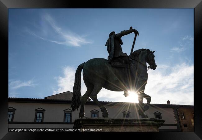 Equestrian Monument to Grand Duke Ferdinando I de 'Medici in Flo Framed Print by Sergio Delle Vedove