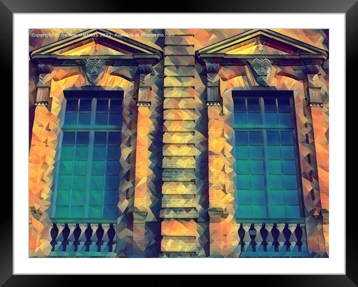 POLY ART on detail of a balcony of a building of 1 Framed Mounted Print by daniele mattioda