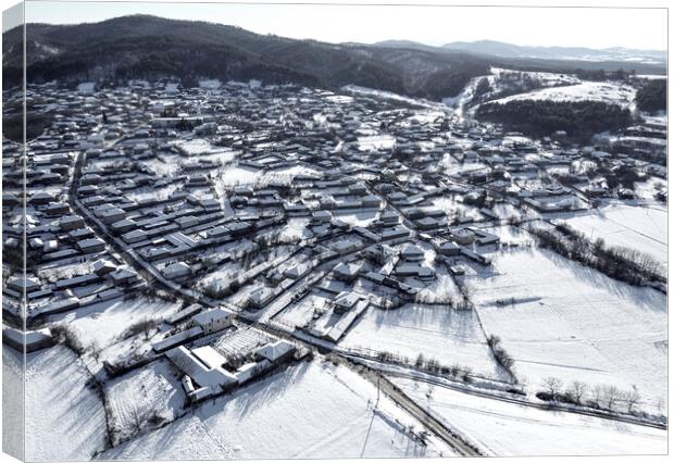 Snowbound village Canvas Print by Martin Smith