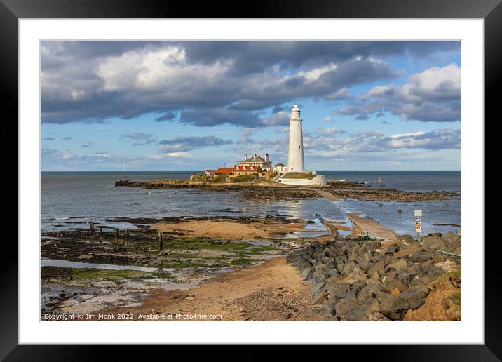 St Mary's Lighthouse Framed Mounted Print by Jim Monk