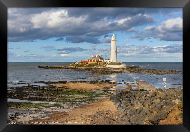 St Mary's Lighthouse Framed Print by Jim Monk