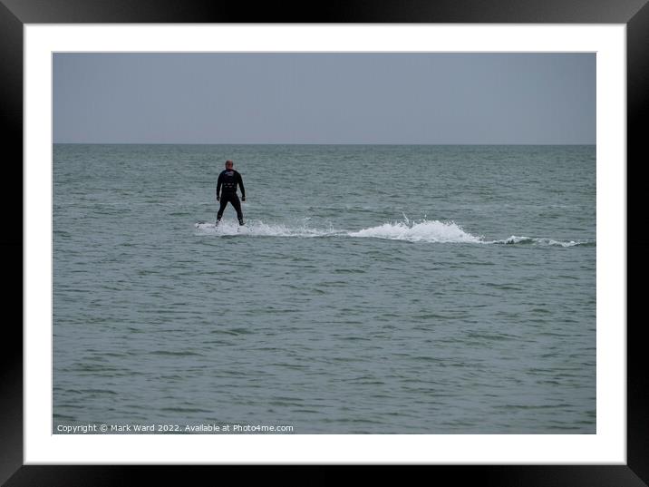 Motorized Surfboarding in Pevensey Bay. Framed Mounted Print by Mark Ward