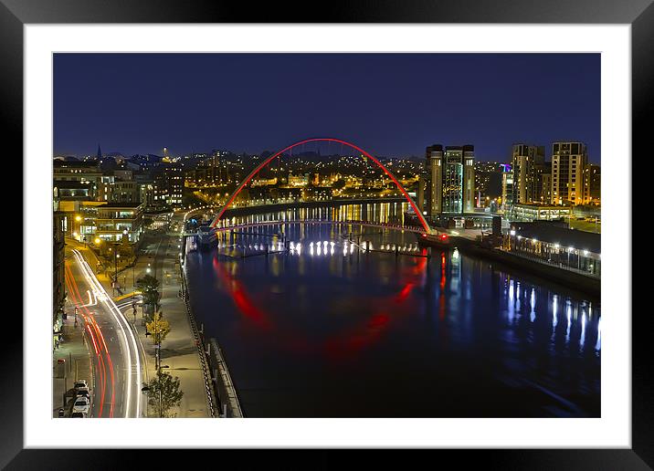 Newcastle Millennium Bridge in Red Framed Mounted Print by Kevin Tate