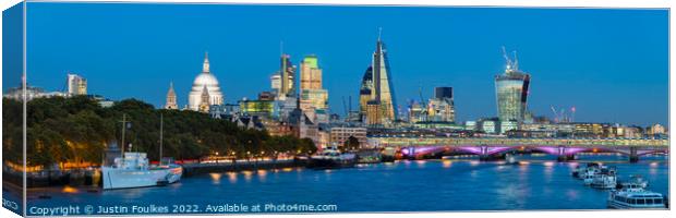London City Skyline panorama Canvas Print by Justin Foulkes