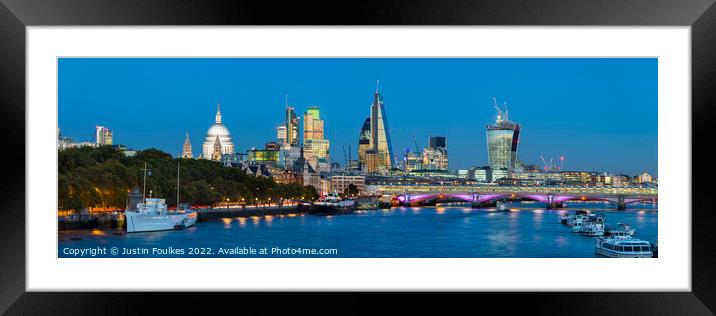 London City Skyline panorama Framed Mounted Print by Justin Foulkes