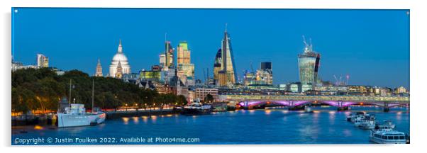 London City Skyline panorama Acrylic by Justin Foulkes