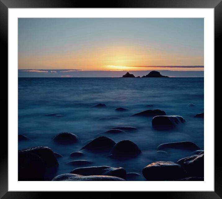 Sunset at Porth Nanven Cornwall  Framed Mounted Print by Anthony miners