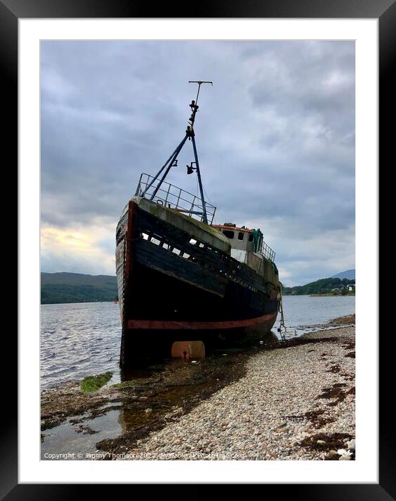 Shipwreck on the beach at Corpach   Framed Mounted Print by Jimmy Thomson