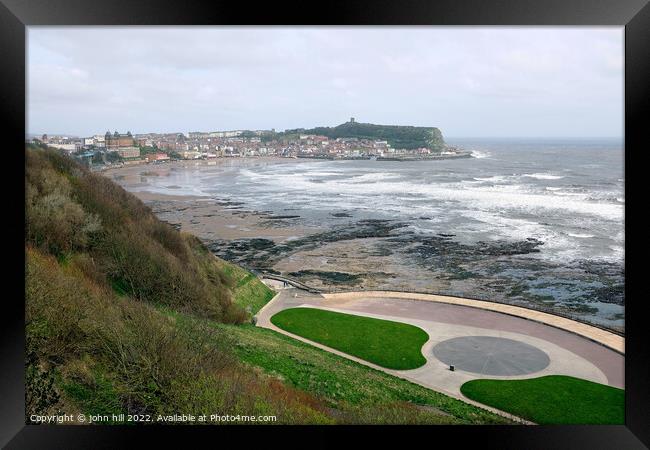 Rough seas Scarborough South bay, North Yorkshire, UK. Framed Print by john hill