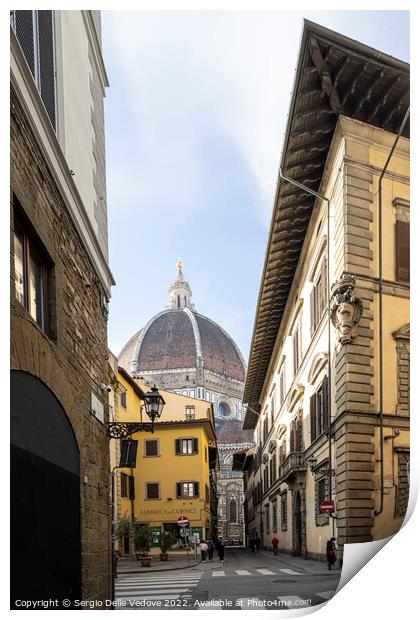 Brunelleschi's dome of the cathedral of Santa Maria degli Angeli Print by Sergio Delle Vedove