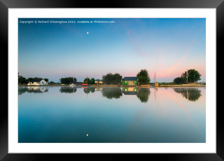 Reflections of huts on the Norfolk Broads at Horsey Framed Mounted Print by Richard O'Donoghue