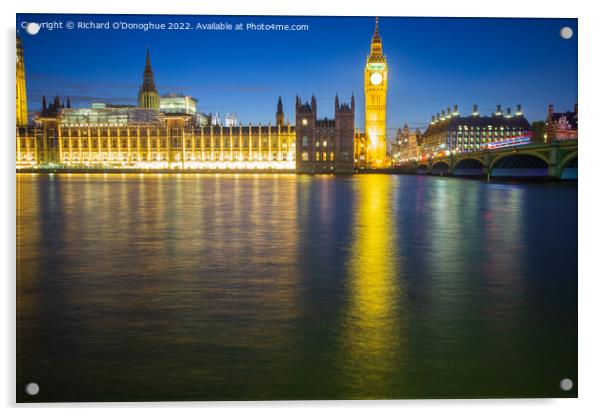 Big Ben and the Houses of Parliament at dusk Acrylic by Richard O'Donoghue