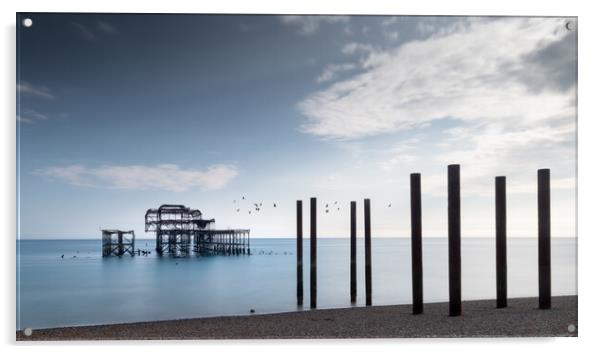 West Pier, Brighton, Blue Sky Acrylic by Mark Jones
