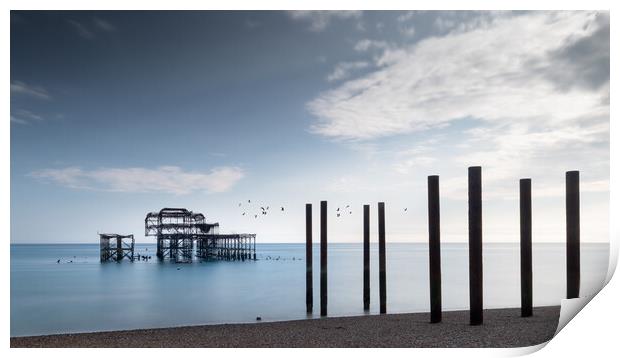 West Pier, Brighton, Blue Sky Print by Mark Jones