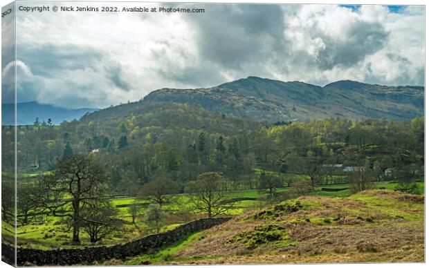 Overlooking the Great Langdale Valley Cumbria Canvas Print by Nick Jenkins