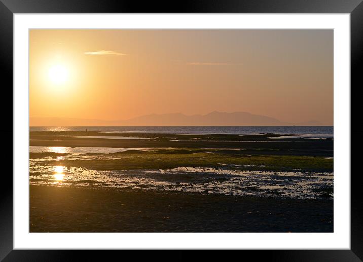 Sunset at low tide, Greenan beach, Ayr Framed Mounted Print by Allan Durward Photography