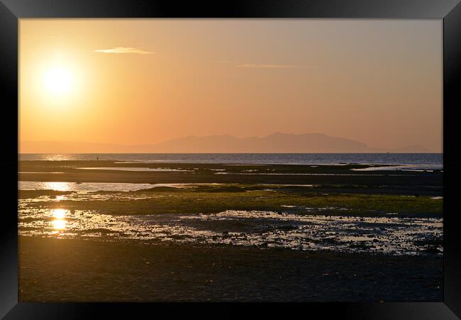 Sunset at low tide, Greenan beach, Ayr Framed Print by Allan Durward Photography