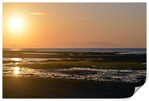 Sunset at low tide, Greenan beach, Ayr Print by Allan Durward Photography
