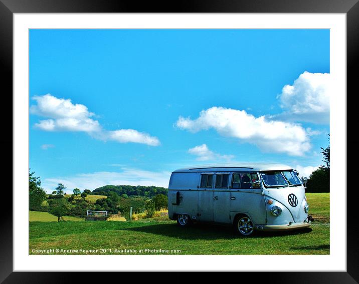 Volkswagen Split Screen Camper Van Framed Mounted Print by Andrew Poynton