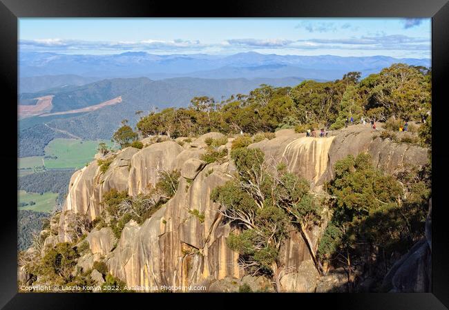 Mount Buffalo lookout - Bright Framed Print by Laszlo Konya