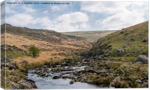 River Tavy in Tavy Cleave Canvas Print by Jo Sowden