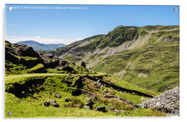 Cwm Croesor Path and Cnicht Snowdonia Wales Acrylic by Pearl Bucknall