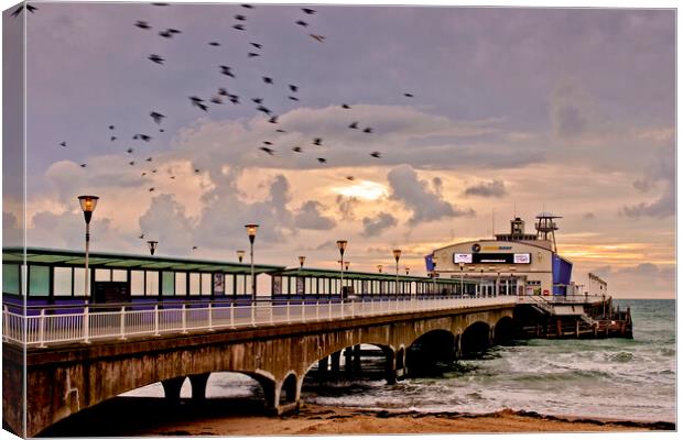Golden Sunrise at Bournemouth Pier Canvas Print by Andy Evans Photos