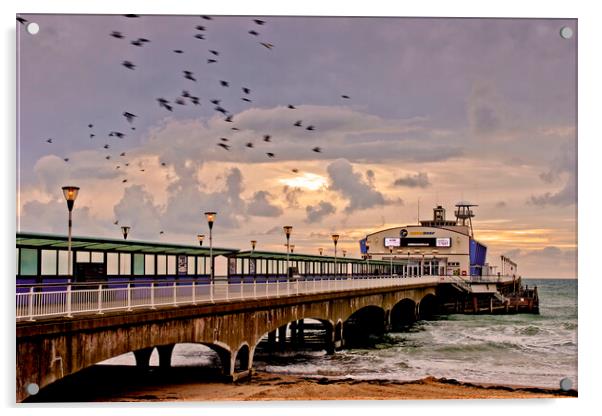 Golden Sunrise at Bournemouth Pier Acrylic by Andy Evans Photos