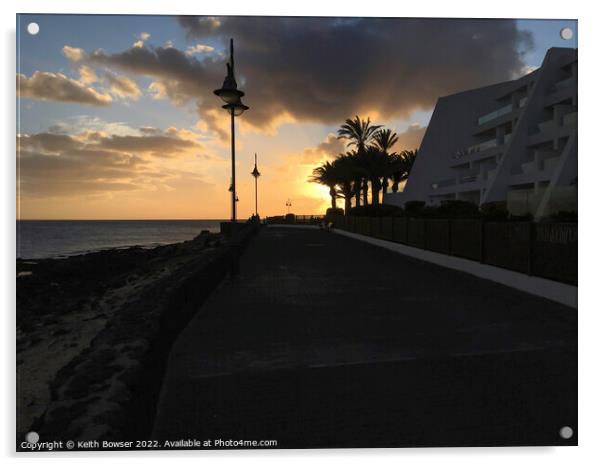 Sunset at Playa Blanca Lanzarote Acrylic by Keith Bowser