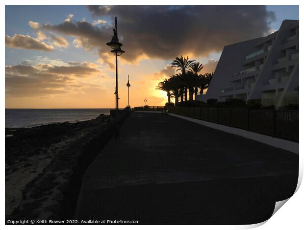 Sunset at Playa Blanca Lanzarote Print by Keith Bowser