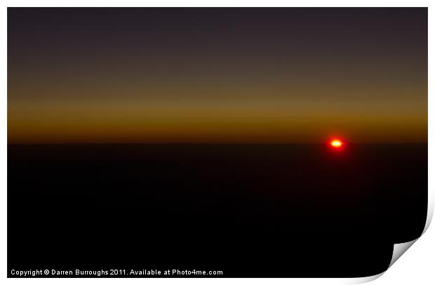 Sunset Thirty Two Thousand Feet Print by Darren Burroughs