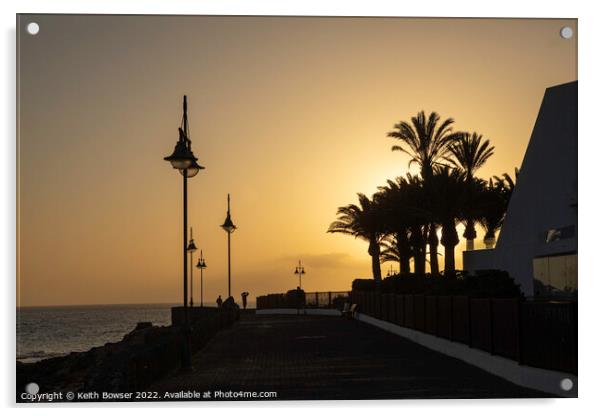 Sunset at Playa Blanca Lanzarote Acrylic by Keith Bowser