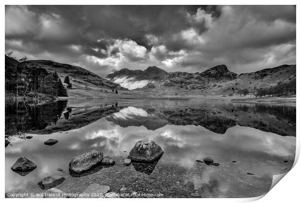 Lake District - Blea Tarn. Mono Print by Will Ireland Photography