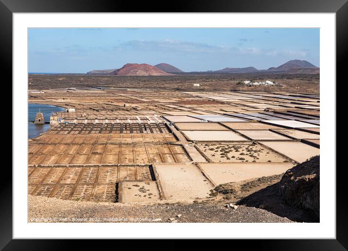 Salt flats at Salinas de Janubio, Lanzarote, Canary Islands. Framed Mounted Print by Keith Bowser