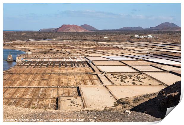 Salt flats at Salinas de Janubio, Lanzarote, Canary Islands. Print by Keith Bowser