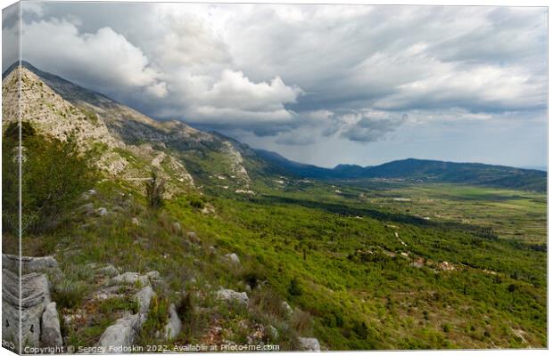 Mountains valley in Konavle region near Dubrovnik. Canvas Print by Sergey Fedoskin