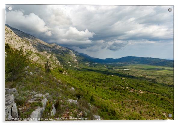 Mountains valley in Konavle region near Dubrovnik. Acrylic by Sergey Fedoskin