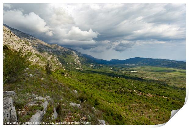Mountains valley in Konavle region near Dubrovnik. Print by Sergey Fedoskin